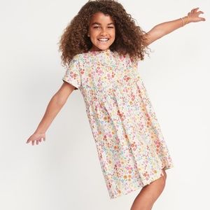 NWT Short-Sleeve Printed Swing Jersey-Knit Dress